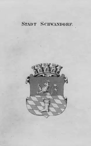 Stadt Schwandorf Wappen Adel coat of arms heraldry Heraldik Kupferstich