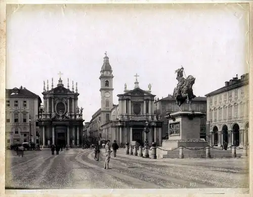 Piazza S Carlo Torino A. Noack albumen Foto photo vintage antique