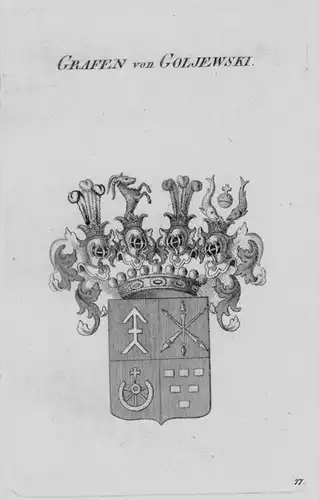 Goljewski Wappen Adel coat of arms heraldry Heraldik crest Kupferstich