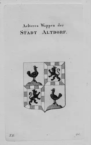 Stadt Altdorf Wappen Adel coat of arms heraldry Heraldik Kupferstich