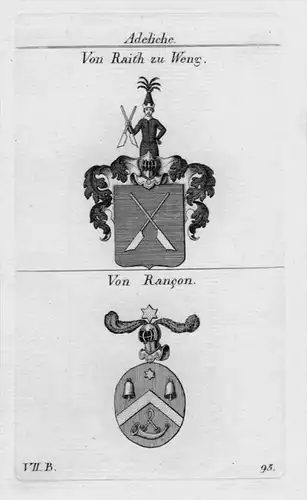 Raith zu Weng Rancon Wappen Adel coat of arms heraldry Heraldik Kupferstich