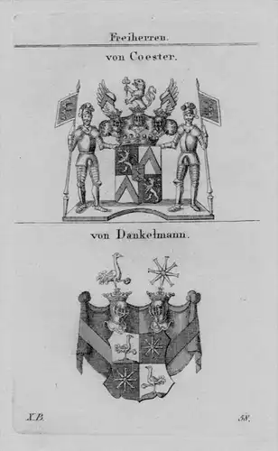 Coester Dankelmann Wappen Adel coat of arms Heraldik crest Kupferstich