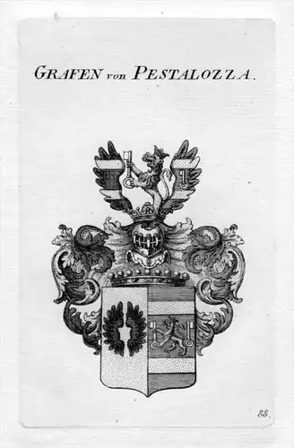 Pestalozza Adel Wappen coat of arms heraldry Heraldik Kupferstich