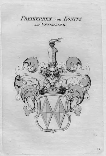 Könitz Untersimau Wappen Adel coat of arms heraldry Heraldik Kupferstich