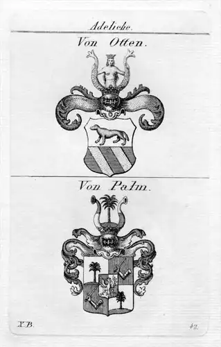 Otten Palm Wappen Adel coat of arms heraldry Heraldik Kupferstich