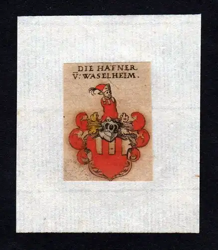 h. Hafner von Waselheim Wappen coat of arms heraldry Heraldik Kupferstich