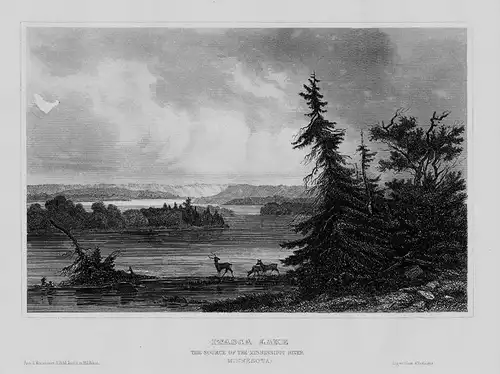 Lake Itasca Mississippi Minnesota Amerika America engraving