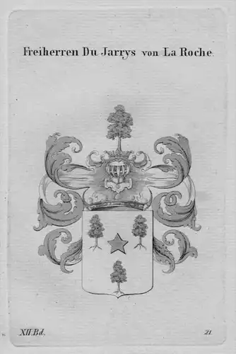 Du Jarrys La Roche Wappen coat of arms heraldry Heraldik Kupferstich