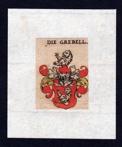 h. Grebel Grebell Wappen Adel coat of arms heraldry Heraldik Kupferstich