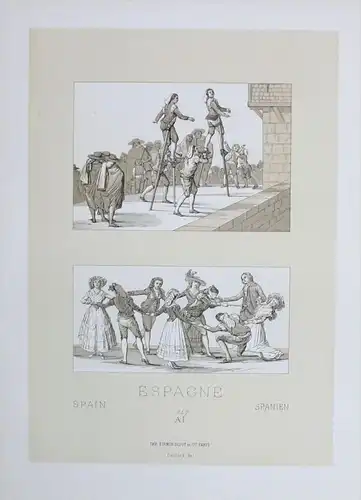Spain Spanien XVIII Jh. Trachten costumes Lithographie lithograph
