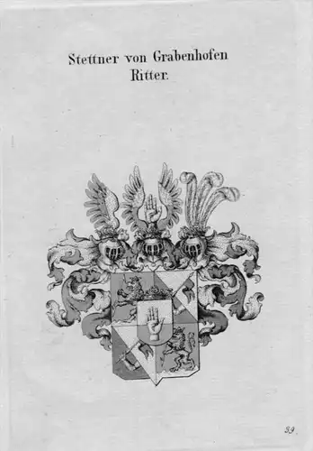 Grabenhofen Ritter Wappen Adel coat of arms heraldry Heraldik Kupferstich