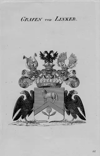 Linker Wappen Adel coat of arms heraldry Heraldik crest Kupferstich