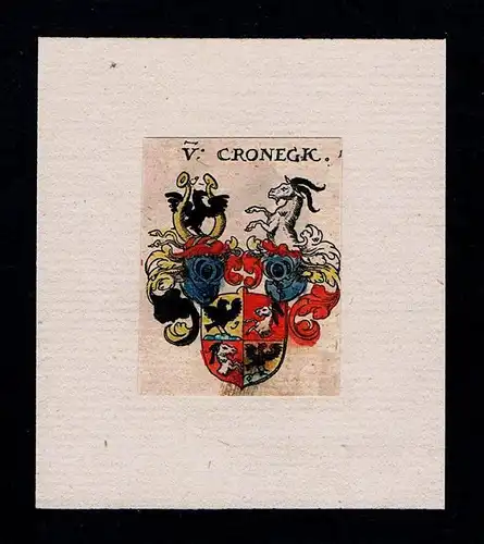 . - von Cronegk Wappen Adel coat of arms heraldry Heraldik Kupferstich