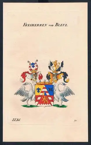 Freiherren von Bleul Wappen Kupferstich Genealogie Heraldik coat of arms