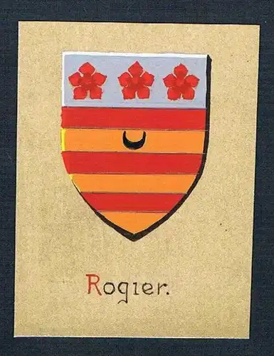 19. / 20. Jh. - Rogier Blason Aquarelle Wappen coat of arms Heraldik