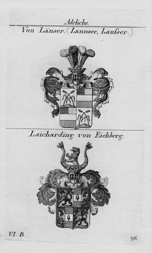 Länser Laicharding Eichberg Wappen Adel coat of arms heraldry Kupferstich