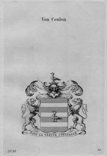Coulon Wappen Adel coat of arms heraldry Heraldik Kupferstich