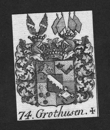 - Grothusen Wappen vapen coat of arms Genealogie Heraldik Kupferstich