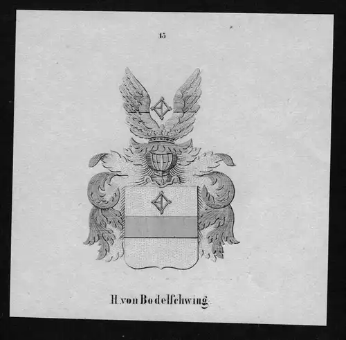 von Bodelschwing Wappen Adel coat of arms heraldry Heraldik Lithographie
