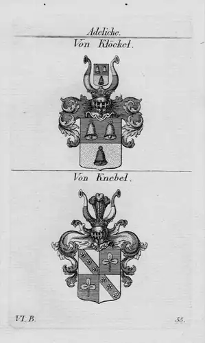 Klöckel Knebel Wappen Adel coat of arms heraldry Heraldik Kupferstich