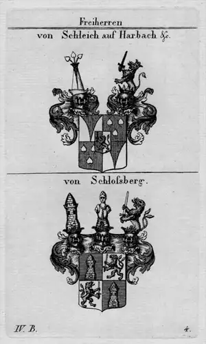 Schleich Schlossberg Wappen Adel coat of arms Heraldik crest Kupferstich