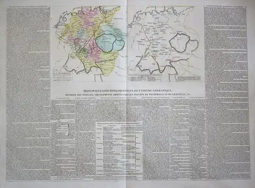 Deutsches Reich vor / nach Westfälischer Frieden Kupferstich Karte