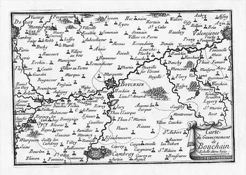 Carte du Gouvernement de Bouchain - Bouchain Cambrai Douai Valenciennes Hauts-de-France map Karte gravure engr