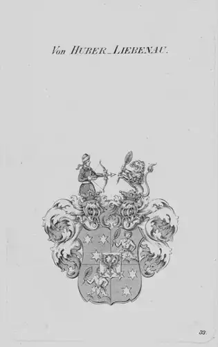 Huber Liebenau Wappen Adel coat of arms heraldry Heraldik Kupferstich