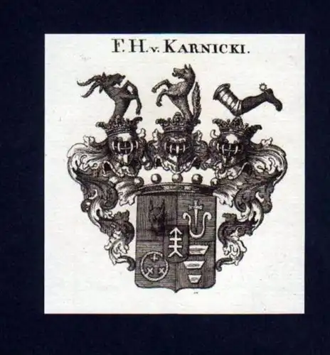 Freiherren v. Karnicki Kupferstich Wappen