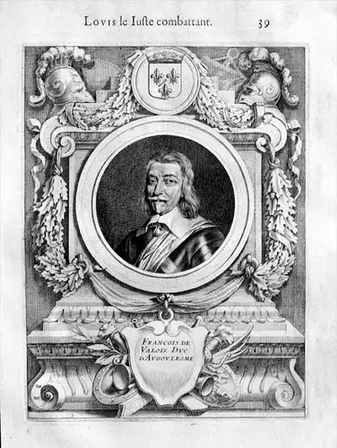 Francois de Valois Duc d'Angouleme Portrait Frans Anjou gravure Kupfer