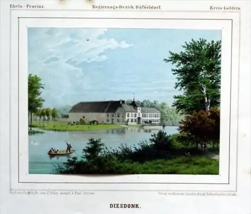 Haus Diesdonk Pont Geldern Lithographie Duncker