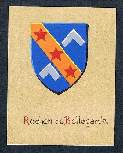 19. / 20. Jh. - Rochon de Bellegarde Blason Aquarelle Wappen coat of arms Heraldik