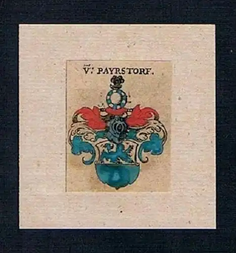 V. Payrstorf - Payrstorf Barnsdorf Roth Franken Wappen Kupferstich Heraldik coat of arms crest heraldry