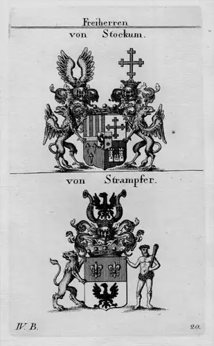Stockum Strampfer Wappen Adel coat of arms Heraldik crest Kupferstich