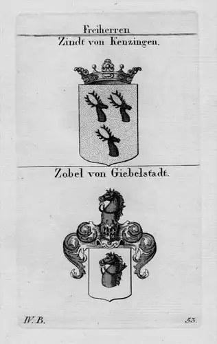 Zindt Zobel Wappen Adel coat of arms heraldry Heraldik crest Kupferstich