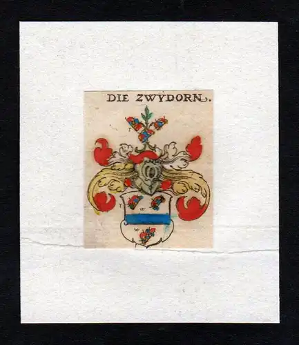 17. Jh Zwydorn Zweidorn Wappen coat of arms heraldry Heraldik Kupferstich