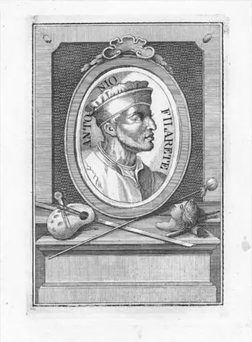 Antonio Filarete Italia sculptor Portrait acquaforte engraving