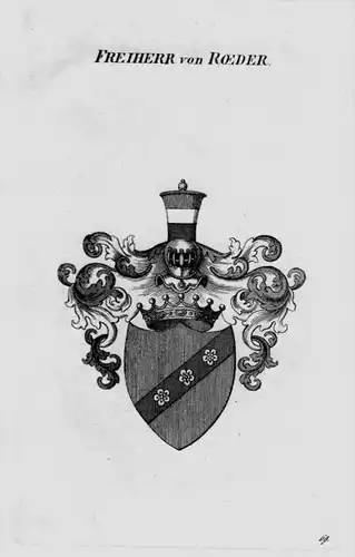 Roeder Wappen Adel coat of arms heraldry Heraldik crest Kupferstich