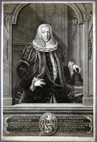 Christophorus Adamus Fridericus Behaim - Carl Friedrich Behaim von Schwarzbach Portrait Kupferstich