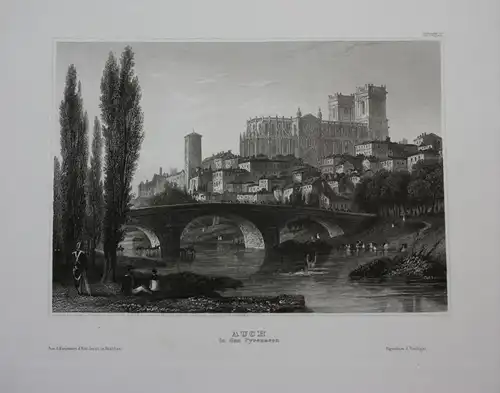 Auch Pyrenäen Pyrenees Frankreich France gravure engraving