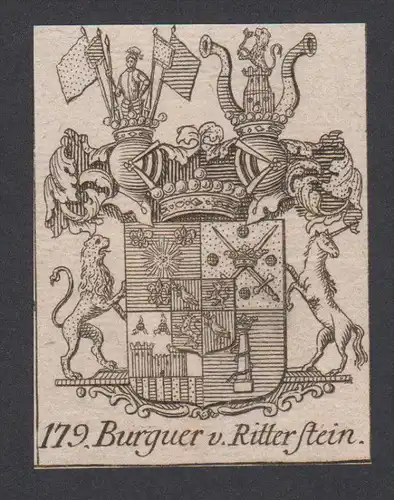 Burguer Ritter Wappen vapen coat of arms Genealogie Heraldik Kupferstich