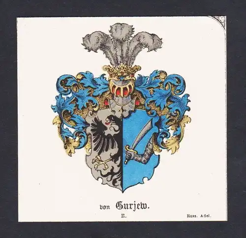 . von Gurjew Wappen Heraldik coat of arms heraldry Litho