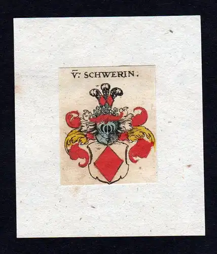 h Schwerin Wappen coat of arms heraldry Heraldik Kupferstich