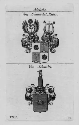 Von Schmadel Schmaltz Wappen Adel coat of arms heraldry Kupferstich