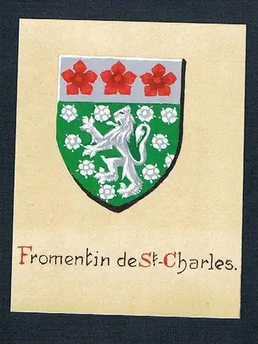 19. / 20. Jh. - Fromentin de  Blason Aquarelle coat of arms Wappen