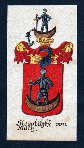 Slepotitzky von Sulitz Böhmen Wappen coat of arms Manuskript
