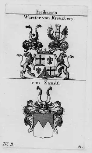 Wurster Zandt Wappen Adel coat of arms heraldry Heraldik crest Kupferstich
