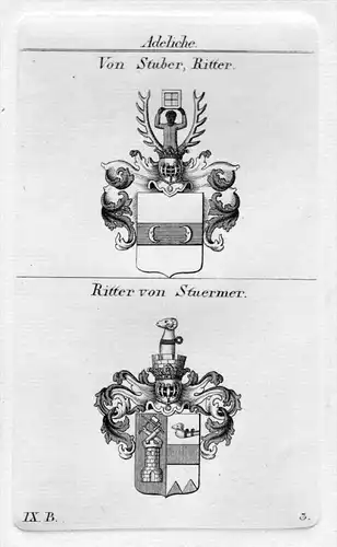 Stuber Stürmer - Wappen Adel coat of arms heraldry Heraldik Kupferstich