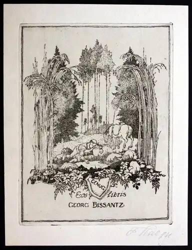 Exlibris Georg Bissantz Original Radierung signiert