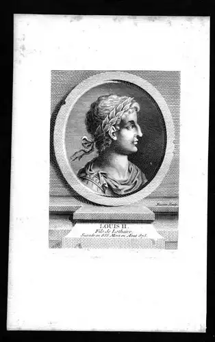 Louis II der Jüngere König Italien Italy Kaiser Kupferstich Portrait